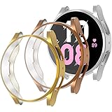 [3 Pack] Hülle kompatibel für Samsung Galaxy Watch 5 40mm Weicher TPU Cover Rundum-Displayschutz, case Schutzhülle für Galaxy Watch 5 44mm,Gold Roségold Silber